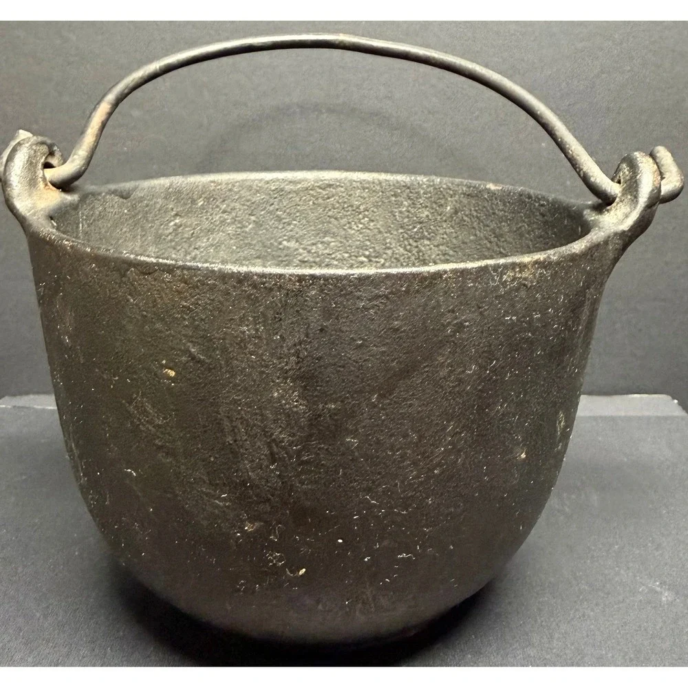 Antique Cast Iron Cauldron Pot with Handle Gate Marked Primitive Hearth Kettle